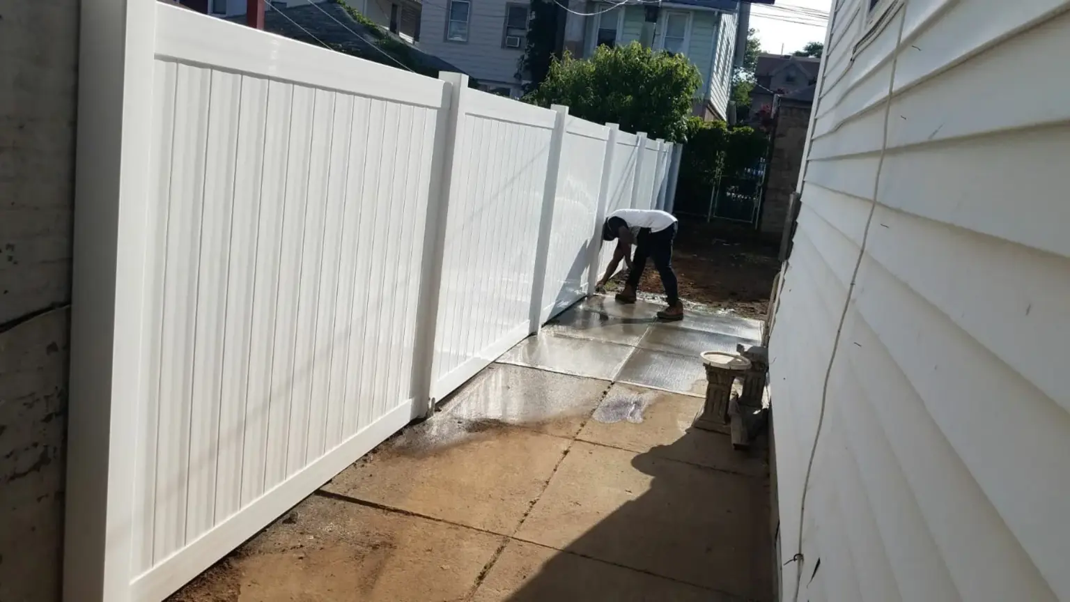Construction site perimeter fencing securing a work zone